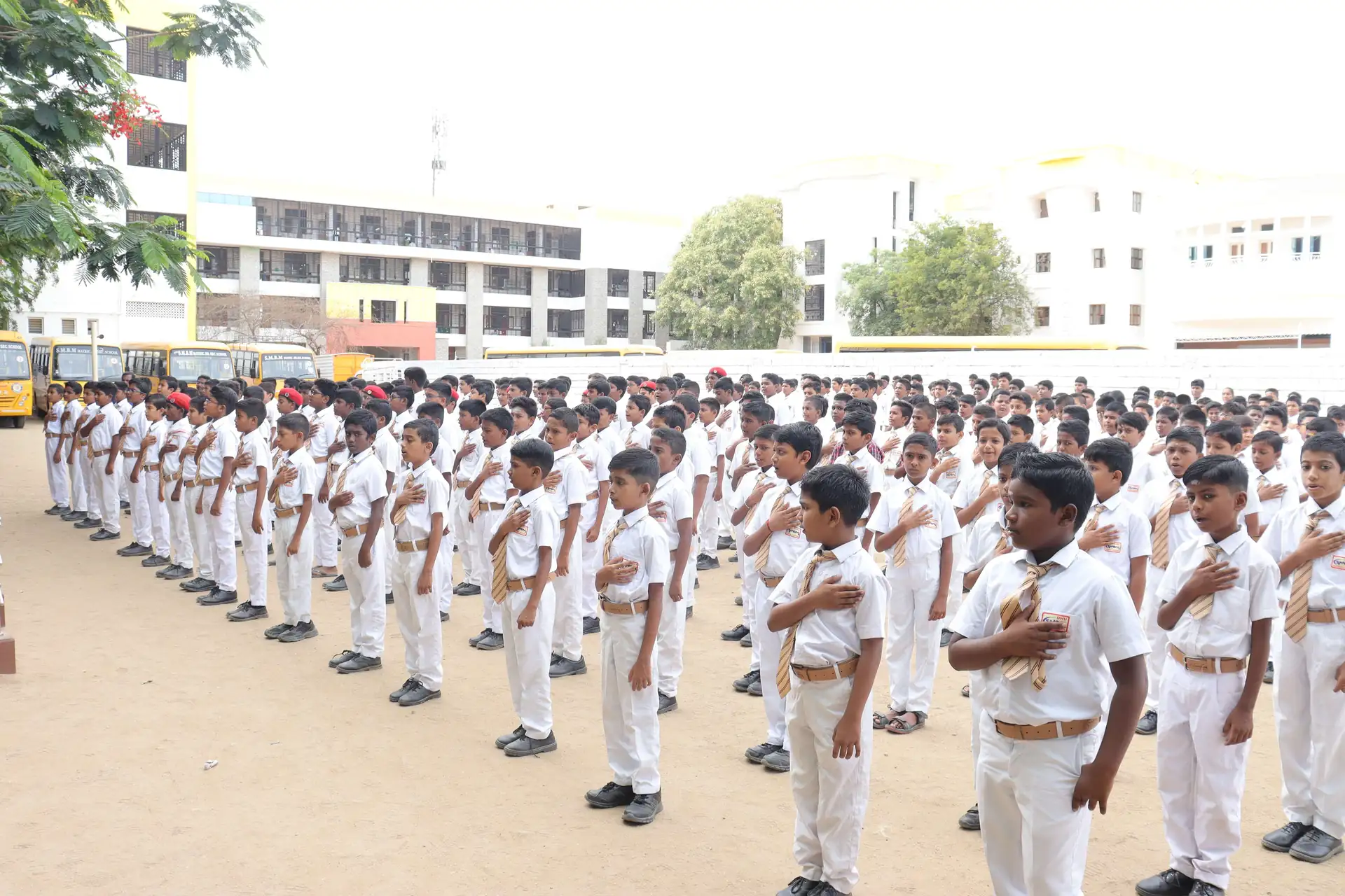 Students participating in prayer at SMBM School.